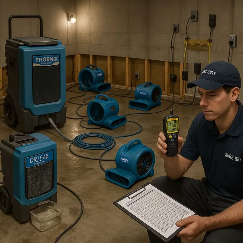 Structural Drying and Dehumidification process in Gravette, AR